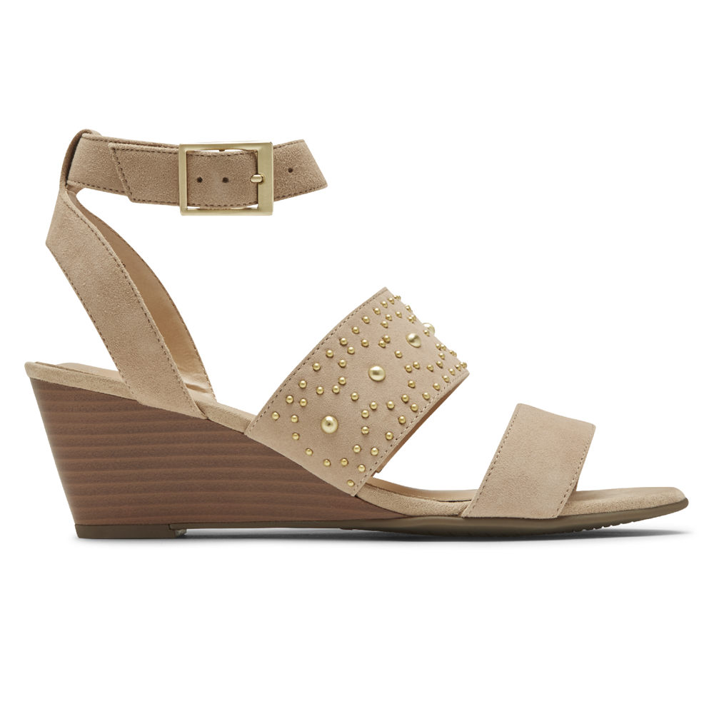 Rockport Womens Total Motion Taylor Studded - Sandals Beige - YBP106245